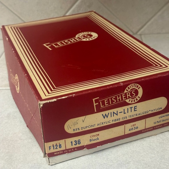 VINTAGE YARN: 19 SKEINS - FLEISHER’S WIN-LITE EASY-CARE YARN…….BLACK🖤🖤🖤🖤 - Picture 14 of 15